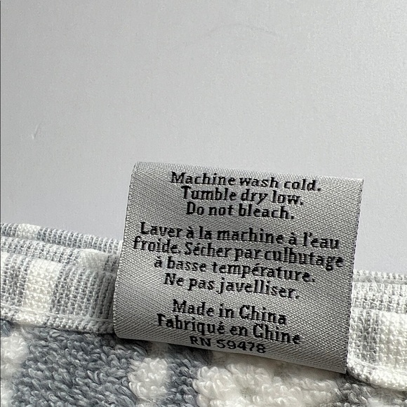 2 Pc Eco-Mélange Quick Dry Bath Towel Set Blue Gray White 100% Cotton Soft NEW - Picture 7 of 7